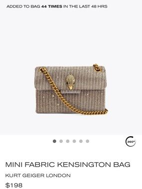 Kurt Geiger Mini Kensington Bag in Metallic Beige with Gold Chain